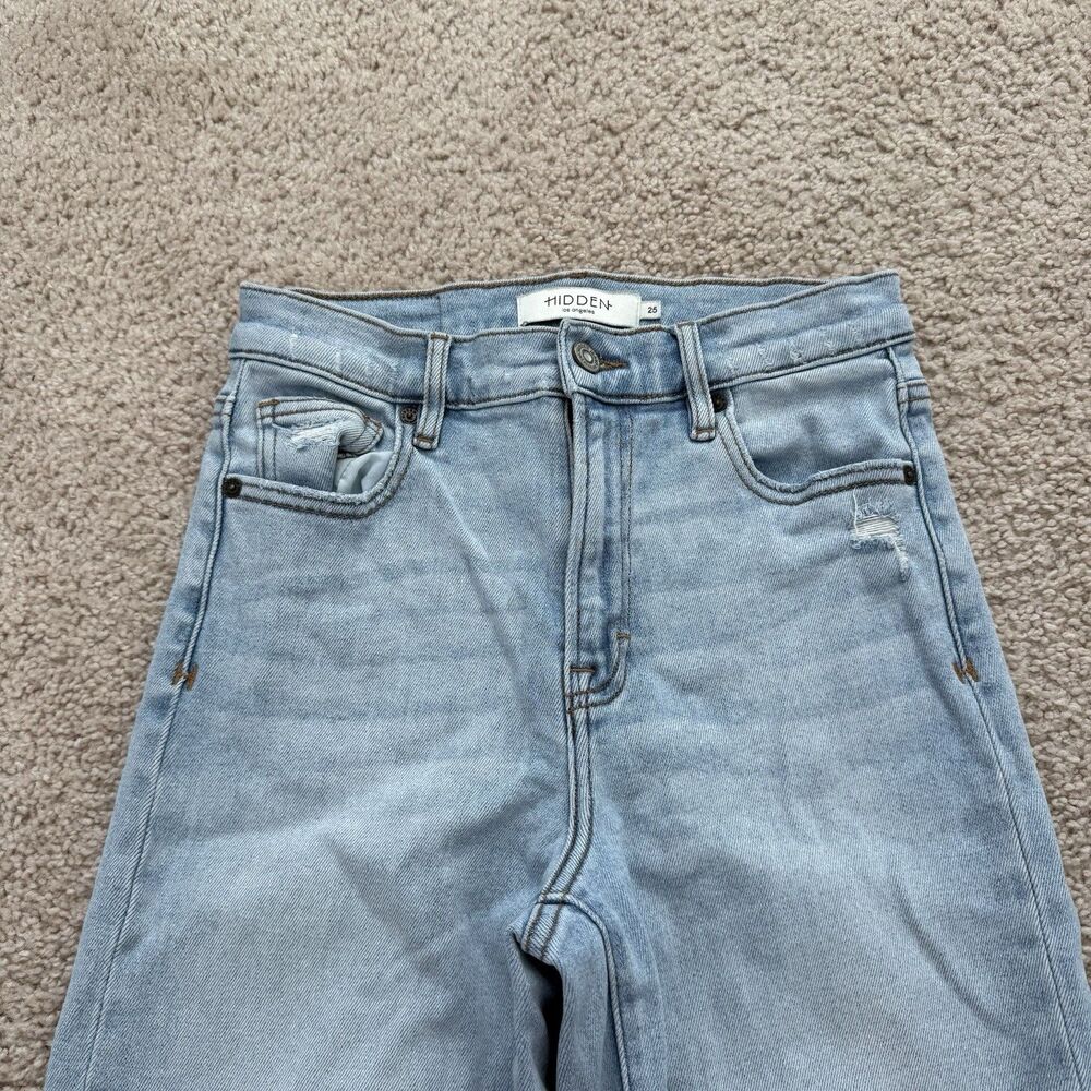 Hidden Los Angeles Wide Leg High Rise Light Wash Jeans Relaxed Stretch Sz 25 - Picture 6 of 9